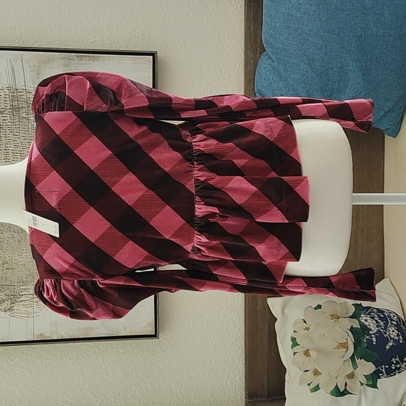 New Anthropologie Maeve Velvet Babydoll Patterned Top - Picture 6 of 10